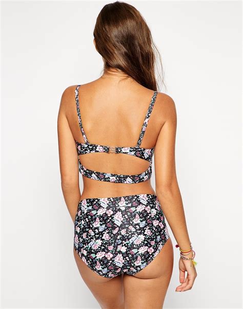 Lyst All About Eve Exclusive To Asos Floral Bustier Longline Bikini