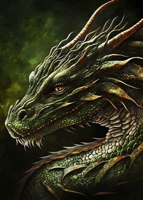 Green Dragon Fantasy Poster Picture Metal Print Paint By Coffee