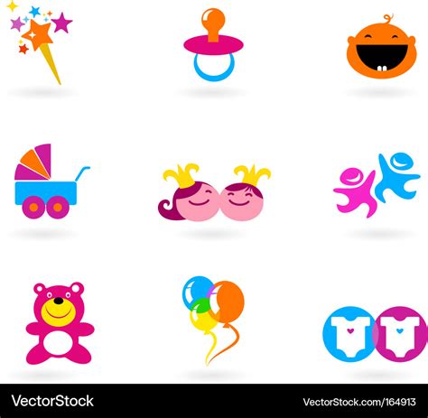 Kids Icons Playing And Toys Royalty Free Vector Image