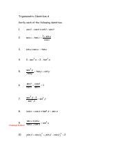 Trig Identities Hw Pdf Trigonometric Identities A Verify