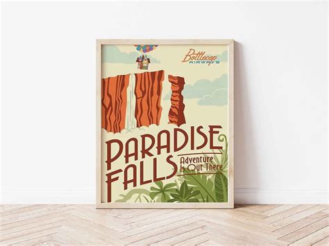 Paradise Falls Travel Poster Disney UP Poster Pixar UP Wall - Etsy