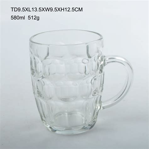 350ml Clear Glass Beer Mug Thick Beer Glass Cup With Handle China