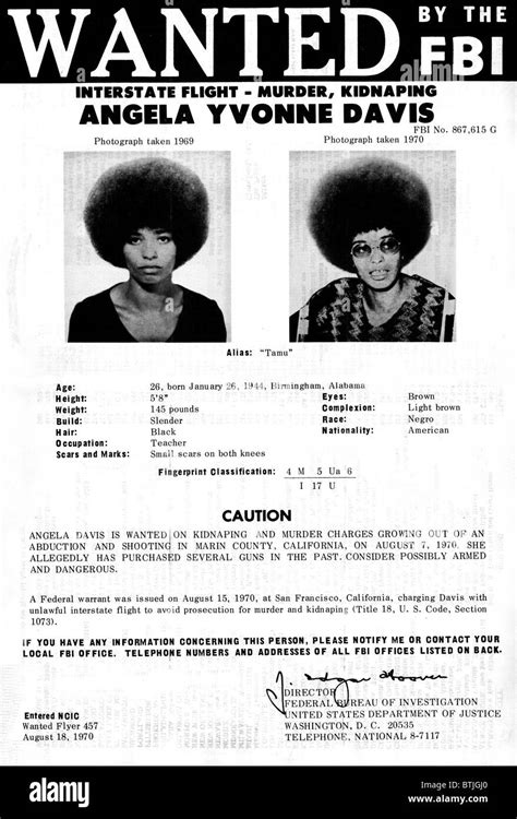 Angela Davis Fbi Wanted Ad August 8th 1970 Stock Photo Alamy