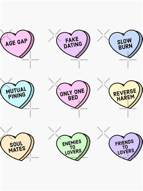 Book Tropes Heart Pack Sticker For Sale By DhaCreations Redbubble