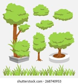 Cartoon Bush Tree Set Vector Trees Stock Vector Royalty Free