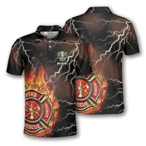 Firefighter Fire Flame Thunder Lightning Custom Firefighter Shirts For