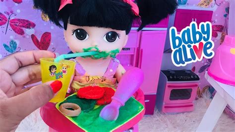 Baby Alive Malu Comidinha De Massinha Playdoh Papinha De Couve E