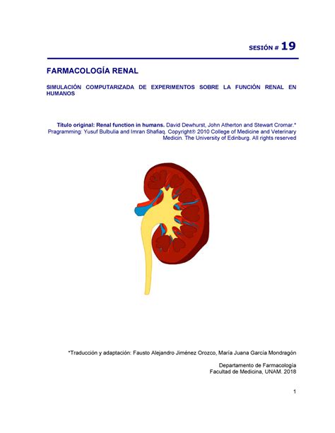 Farmacologia Renal SESIÓN 19 FARMACOLOGÍA RENAL SIMULACIÓN