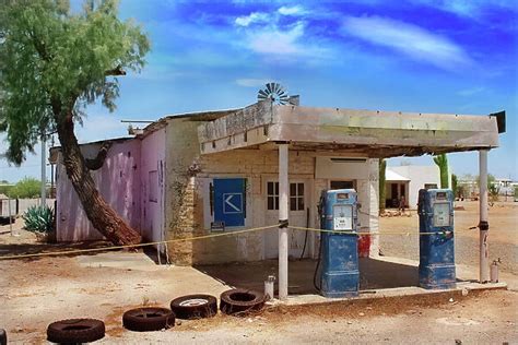 Old Abandoned Gas Station In Arizona Desert Available As Framed Prints