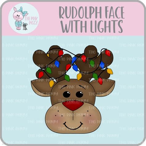 Rudolph Face With Lights Clipart/image - Etsy