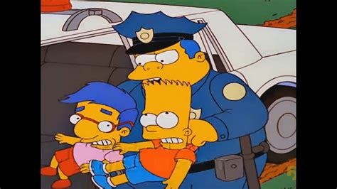 The Simpsons Bart And Milhouse Driver Of The Police And To Court