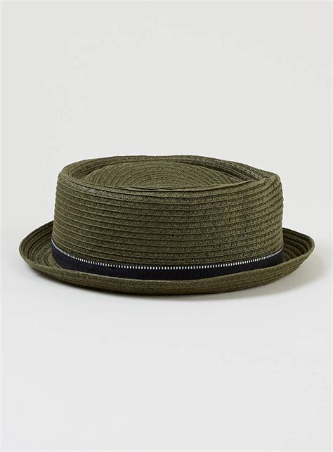 Topman Khaki Straw Pork Pie Hat In Green For Men Lyst