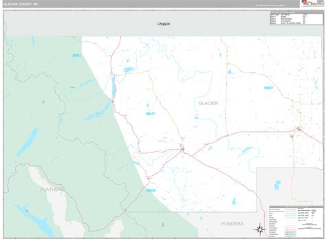 Glacier County, MT Wall Map Premium Style by MarketMAPS