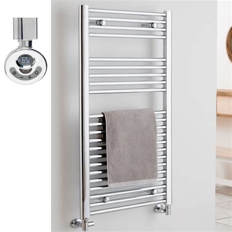 Aura Straight Thermostatic Electric Heated Towel Rail With Timer