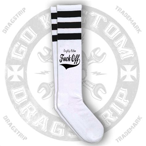 Dragstrip Kustom Fuck Off Socks Black Stripes Black Rose