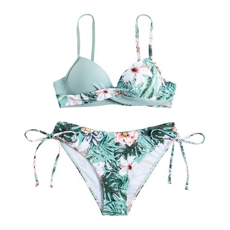 ZHAGHMIN High Waist Color Block Bikini Set Swimsuit For Women Floral