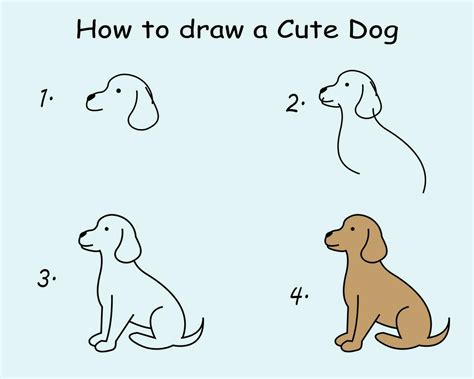 Step by step to draw a Dog. Drawing tutorial a Dog. Drawing lesson for ...