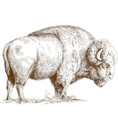 Premium Vector Engraving Illustration Of Bison