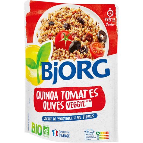 BJORG Plat cuisiné quinoa tomates olives bio veggie en poche prêt en 2