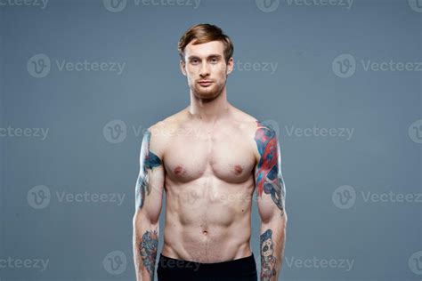 Tattooed Man Naked Torso Bodybuilder Fitness Portrait Close Up 23701399 Stock Photo At Vecteezy