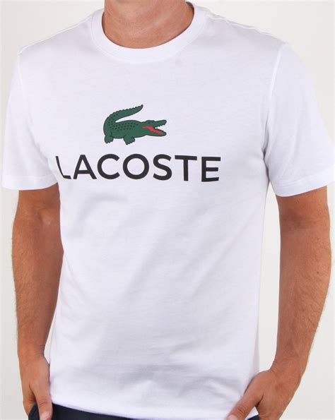 Lacoste Logo T Shirt White Mens T Shirt Croc Cotton Crew Smart