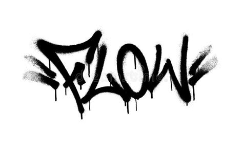 Sprayed Flow Font Graffiti With Overspray In Black Over White Vector