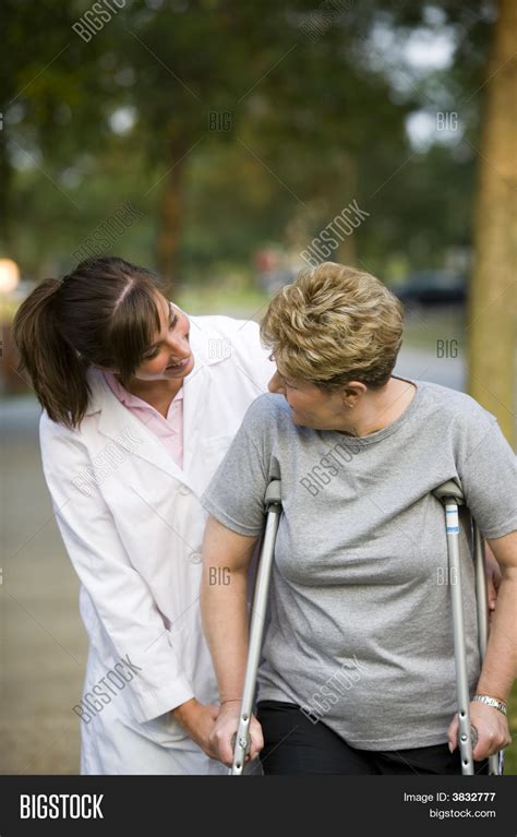 Woman On Crutches Image And Photo Free Trial Bigstock