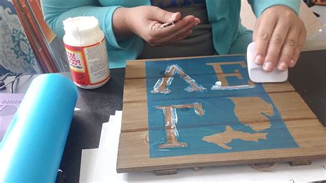 How To Paint A Wooden Sign Using Cricut Stencil Youtube