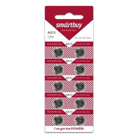 Батарейка Smartbuy, LR44 (357A, G13), Alkaline, щелочная, 1.5 В ...