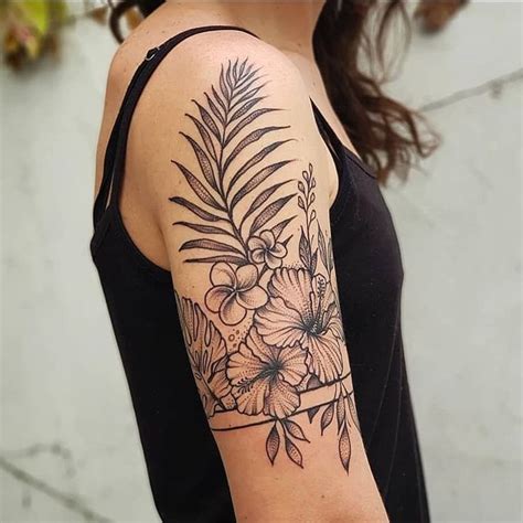 Flowers tattoo | Palm tattoos, Sleeve tattoos for women, Tropical ...