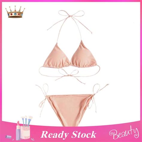 Trendygirl Bikini Set Halter Women Drawstring Bra Briefs Set Daraz Pk