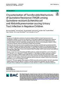 Characterization Of Transferrable Mechanisms Of Quinolone Resistance