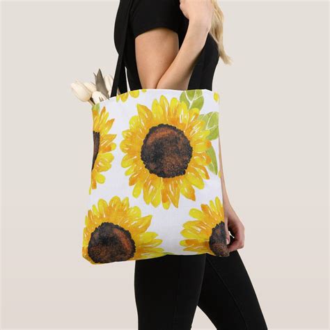 Hand Painted Watercolor Sunflowers Tote Bag Zazzle Painted Bags