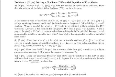 Solved Solving A Nonlinear Differential Equation Of First Chegg