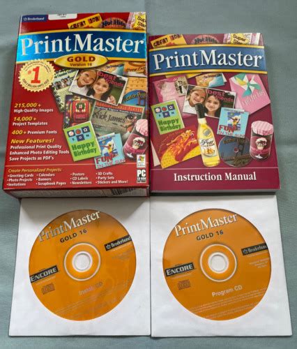 Printmaster Gold Version 16 2004 Pc Computer Cd Broderbund Software