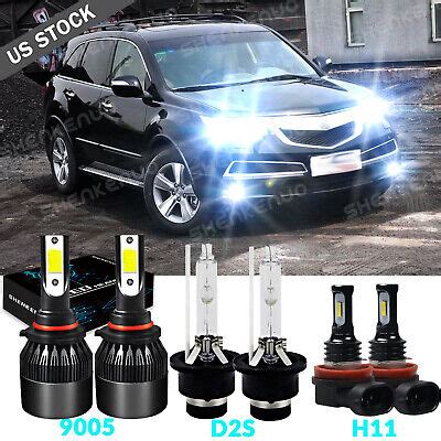 For Acura MDX 2007 2011 2012 2013 HID 6 LED Headlight Bulbs Hi Lo Fog