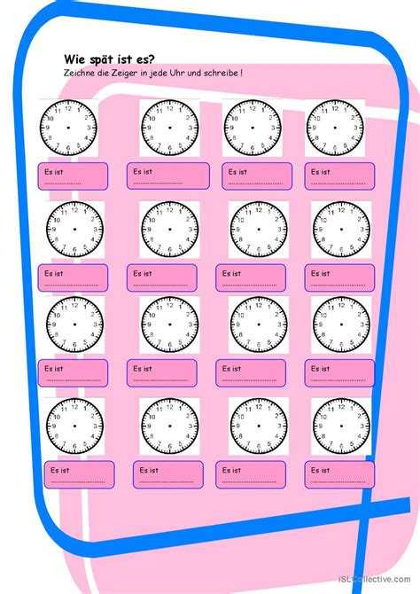 Wie Spaet Ist Es Deutsch Daf Arbeitsbl Tter Pdf Doc