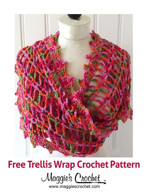 Trellis Wrap Free Crochet Pattern Crochet Shawls And Wraps Crochet Scarves Crochet Sweater