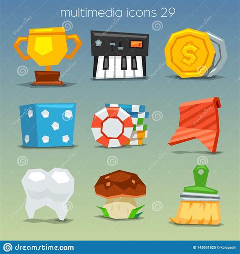 Funny Multimedia Icons Set 29 Stock Vector Illustration Of Colorful