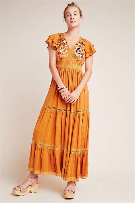 Maeve Sunshine Embroidered Maxi Dress Anthropologie