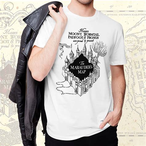 Camisa Camiseta Masculina Branca The Marauders Map Harry Potter Cd