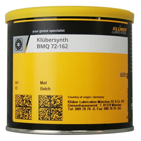 Klübersynth BMQ 72 162 Long term lubricating grease 600g can online