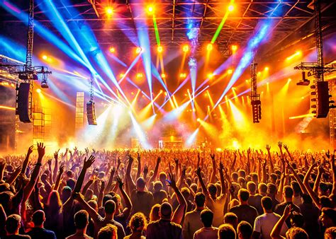 energetic  concert crowd  bright lights background concert