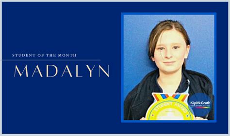 Julys Student Of The Month Madalyn Year 7 Maths Kip Mcgrath Hunter