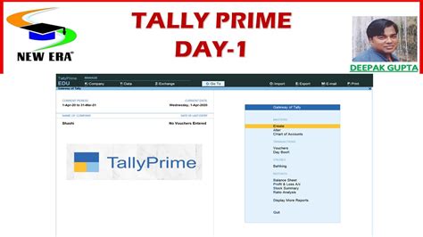 Tally Prime Day 1 By Deepak Gupta Youtube