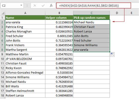 Cómo seleccionar nombres aleatorios de una lista en Excel