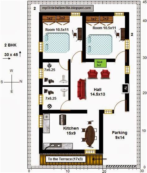 2 Bhk House Plans South Indian Style Plan House Facing East 2bhk Bhk India Independent Floor Sq