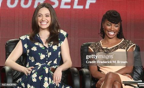 Actors Emmy Rossum And Shanola Hampton Laugh Onstage During The News