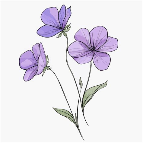 A Drawing Of Purple Flowers With A Purple Center Premium AI Generated