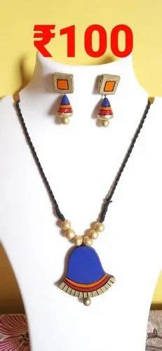 Teracotta Multicolor Terracotta Necklace Set Size Adjustable At Rs